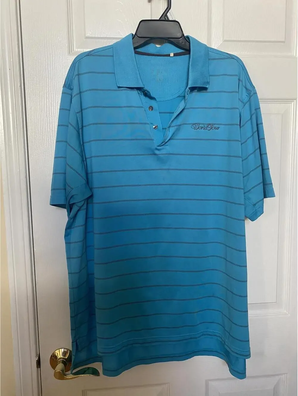 Adidas Men’s Blue Striped Polo Shirt 2XL
